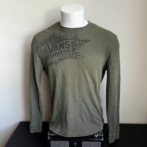 Sage Green Y2K Vans waffle-knit thermal long sleeve